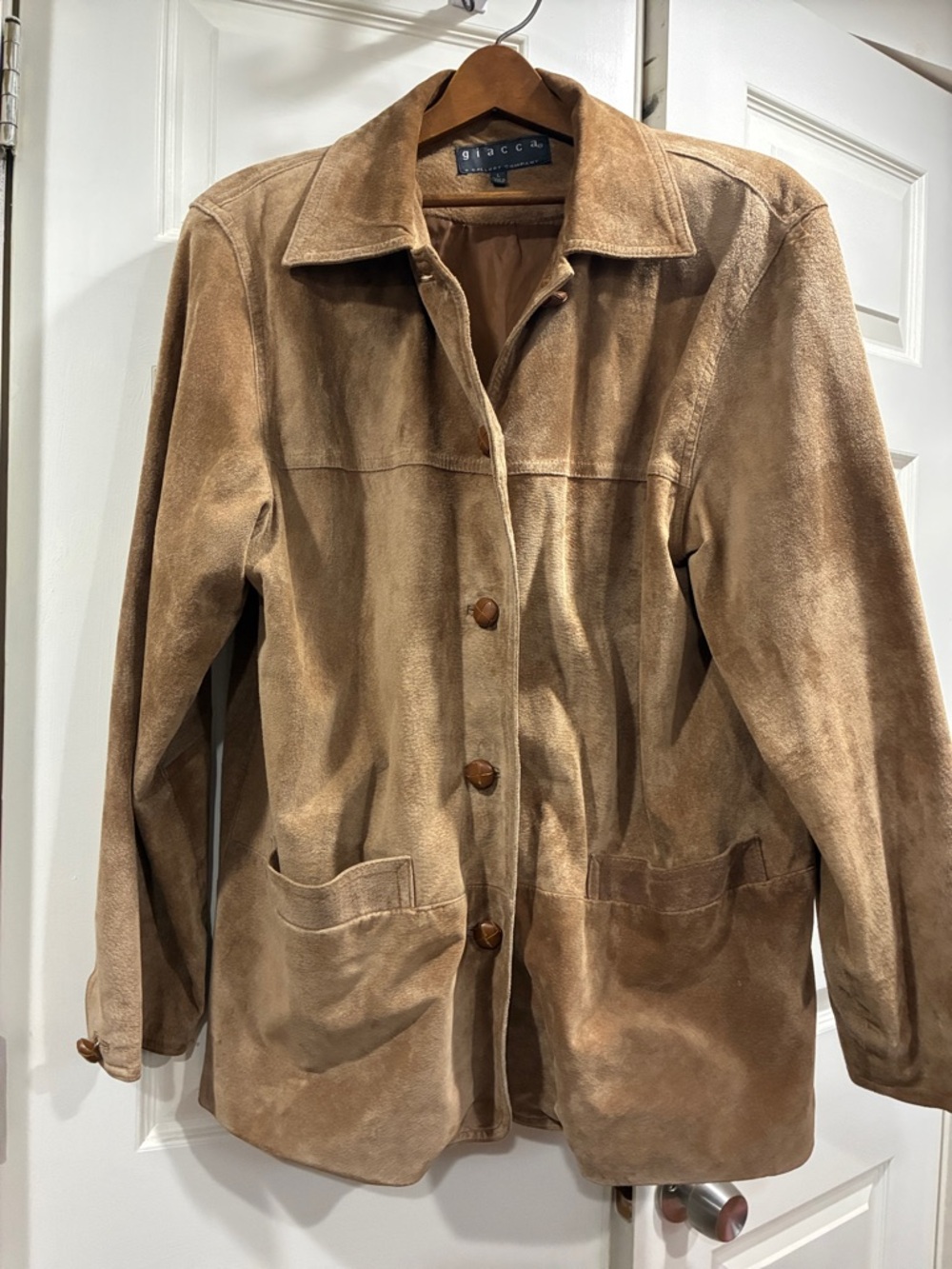 giacca Women's Brown Suede Button Jacket